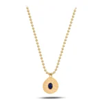 Lacivert Oval Taşlı Madalyon Kolye 2 14 Ayar Sarı Altın Lacivert Oval Taşlı Madalyon Kolye