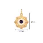 Lacivert Taşlı Çiçek Madalyon Kolye Charm 3 14 Ayar Sarı Altın Lacivert Taşlı Çiçek Madalyon Kolye Charm