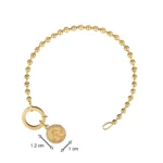 14 Ayar Sarı Altın Dorika Zincirli Lotus Madalyon Charm Bileklik