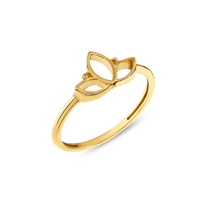 Taşsız Minimal Lotus Çiçeği Altın Yüzük 1 14 Ayar Taşsız Minimal Lotus Çiçeği Sarı Altın Yüzük