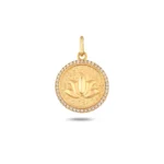 14 Ayar Sarı Altın Lotus Damga Kolye Charm