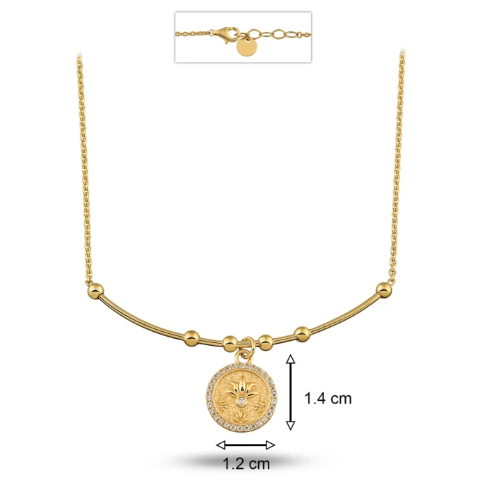 14 Ayar Sarı Altın Lotus Uç Tel Kolye
