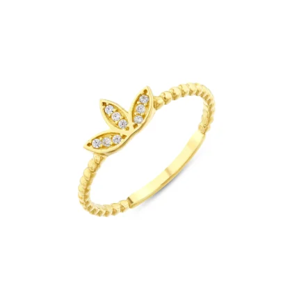 14 Ayar Sarı Altın Lotus Yüzük