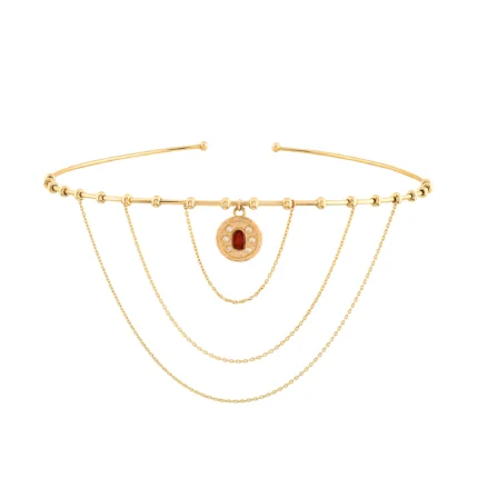 14 Ayar Sarı Altın Madalyon Uç Modern Gotik Choker