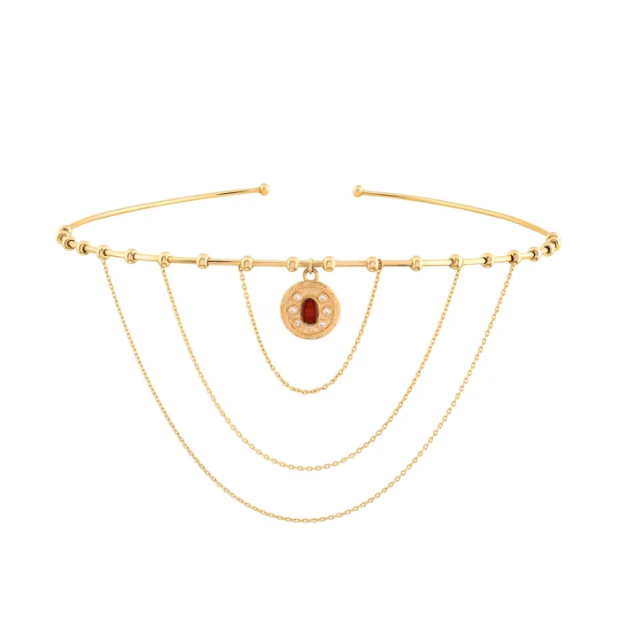 Madalyon Uç Modern Gotik Choker 1 14 Ayar Sarı Altın Madalyon Uç Modern Gotik Choker