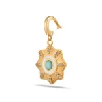 Mavi Çiçek Madalyon Charm 3 14 Ayar Sarı Altın Mavi Çiçek Madalyon Charm