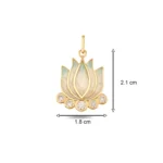 14 Ayar Sarı Altın Mavi Lotus Kolye Charm