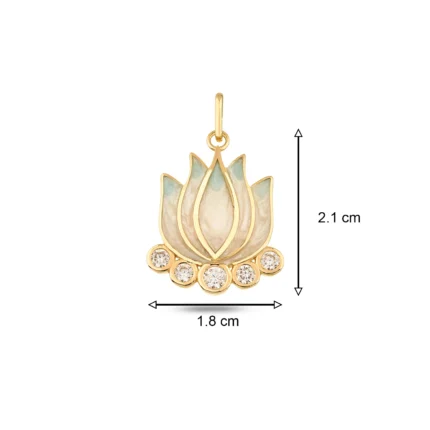 Altınkenti 35 14 Ayar Sarı Altın Mavi Lotus Kolye Charm
