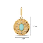 Mavi Madalyon Charm 3 14 Ayar Sarı Altın Mavi Madalyon Charm