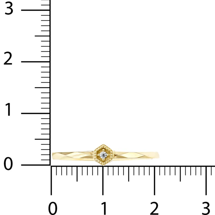 14 Ayar Sarı Altın Minimal Altıgen Geometrik Kesim Yüzük