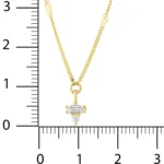 14 Ayar Sarı Altın Minimal ve Baget Taşlı Aynalı Zincir Choker