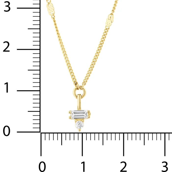 14 Ayar Sarı Altın Minimal ve Baget Taşlı Aynalı Zincir Choker