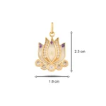 14 Ayar Sarı Altın Mineli Mor Taşlı Lotus Çiçeği Charm kolye
