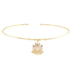 14 Ayar Sarı Altın Mor Lotus Tel Choker