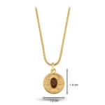 Oval Kahve Taşlı Madalyon Uçlu Kolye 5 14 Ayar Sarı Altın Oval Kahve Taşlı Madalyon Uçlu Kolye