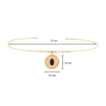 Oval Lacivert Taşlı Madalyon Uç Tel Choker 6 14 Ayar Sarı Altın Oval Lacivert Taşlı Madalyon Uç Tel Choker