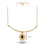 Oval Lacivert Taşlı Madalyon Uç Tel Kolye 5 14 Ayar Sarı Altın Oval Lacivert Taşlı Madalyon Uç Tel Kolye