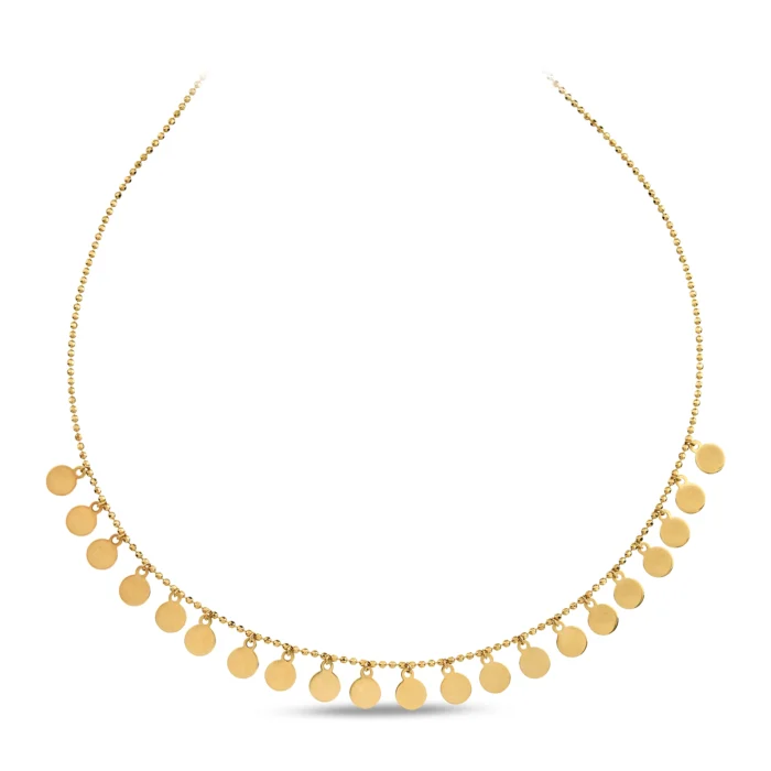 14 Ayar Sarı Altın Oval Pullu Choker