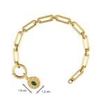 Oval Yeşil Taşlı Asimetrik Madalyon Uçlu Charm Bileklik 6 14 Ayar Sarı Altın Oval Yeşil Taşlı Asimetrik Madalyon Uçlu Charm Bileklik