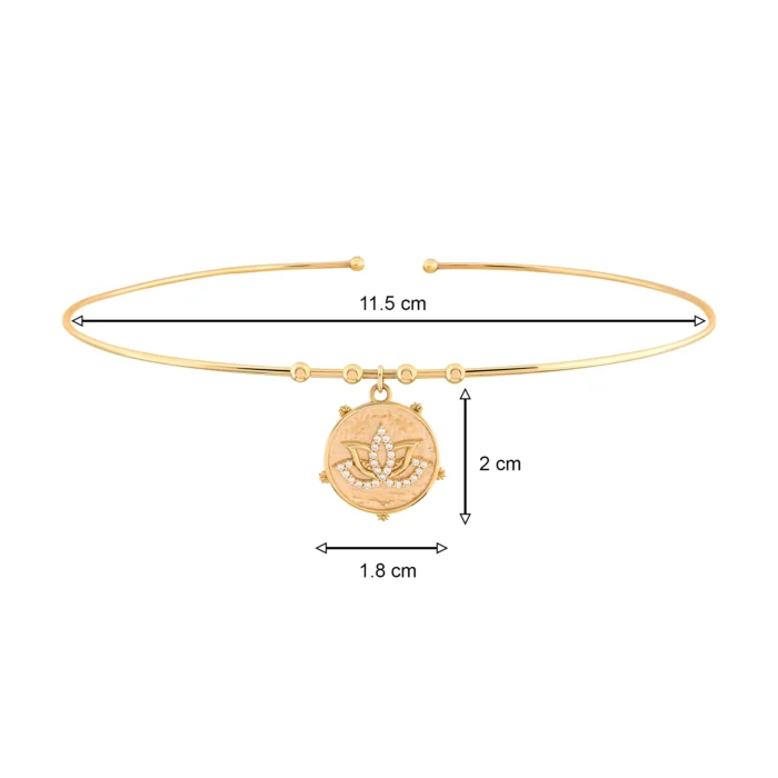 14 Ayar Sarı Altın Parıltı Lotus Uç Tel Choker