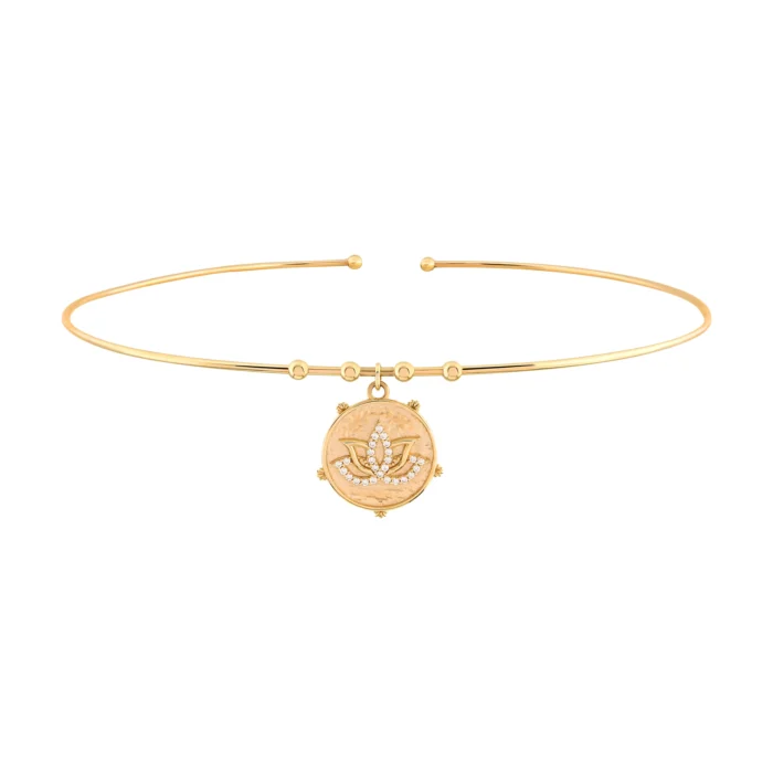 Parıltı Lotus Uç Tel Choker 1 14 Ayar Sarı Altın Parıltı Lotus Uç Tel Choker