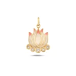 Pembe Mineli Taşlı Lotus Çiçeği Altın Charm 2 14 Ayar Pembe Mineli Taşlı Lotus Çiçeği Sarı Altın Charm