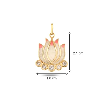 14 Ayar Pembe Mineli Taşlı Lotus Çiçeği Sarı Altın Charm