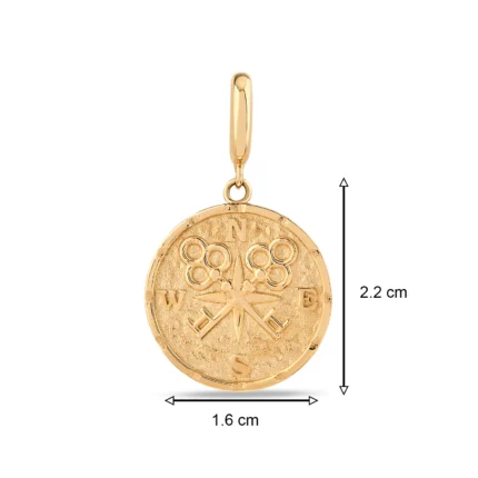 14 Ayar Sarı Altın Vintage Pusula charm