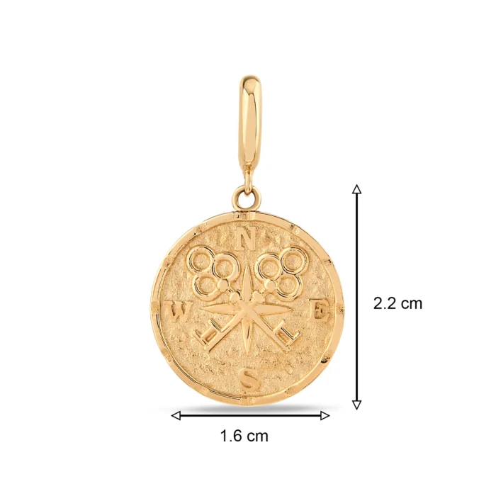 14 Ayar Sarı Altın Vintage Pusula charm