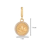 14 Ayar Sarı Altın Taş Detay Lotus Charm