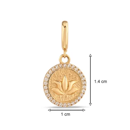 14 Ayar Sarı Altın Taş Detay Lotus Charm