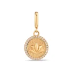 Taş Çerçeveli Lotus Çiçeği Altın Charm 2 14 Ayar Taş Çerçeveli Lotus Çiçeği Sarı Altın Charm