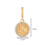 Taş Çerçeveli Lotus Çiçeği Altın Charm 3 14 Ayar Taş Çerçeveli Lotus Çiçeği Sarı Altın Charm
