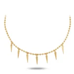 14 Ayar Dorika Top Zincirli Çoklu Sivri Uç Sarı Altın Choker Kolye
