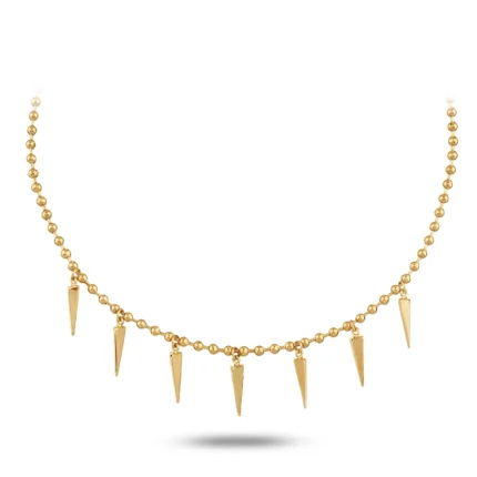 14 Ayar Dorika Top Zincirli Çoklu Sivri Uç Sarı Altın Choker Kolye