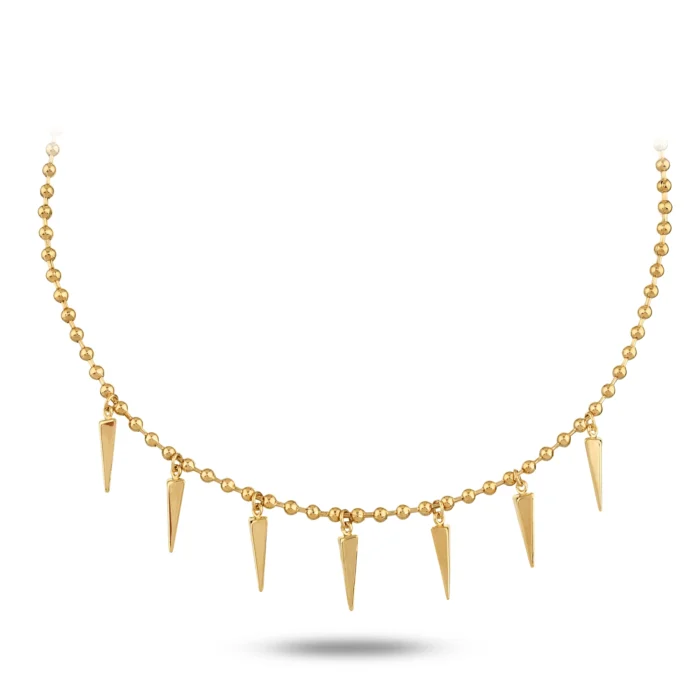 14 Ayar Dorika Top Zincirli Çoklu Sivri Uç Sarı Altın Choker Kolye