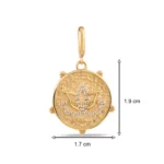 Taşlı Lotus Çiçeği Antik Altın Charm 3 14 Ayar Taşlı Lotus Çiçeği Antik Sarı Altın Charm
