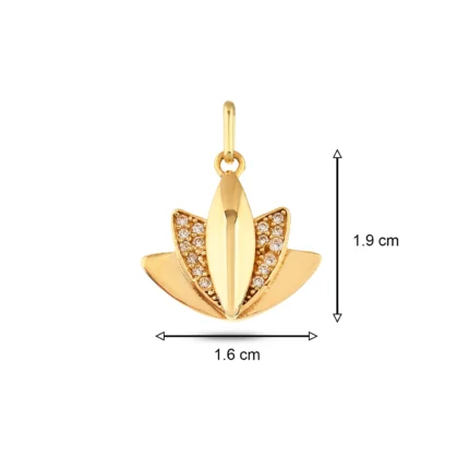 14 Ayar Taşlı 3 Boyutlu Lotus Sarı Altın Bileklik Ucu Charm