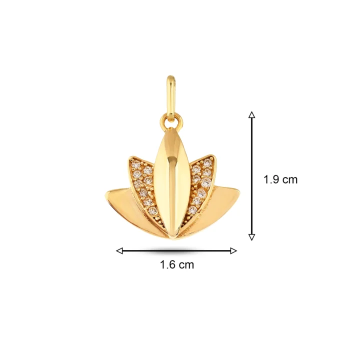 14 Ayar Taşlı 3 Boyutlu Lotus Sarı Altın Bileklik Ucu Charm