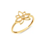 14 Ayar Taşlı Minimal Lotus Çiçeği Sarı Altın Yüzük