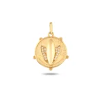 Taşlı Lotus Kolye Ucu Charm 2 14 Ayar Sarı Altın Taşlı Lotus Kolye Ucu Charm