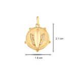 Taşlı Lotus Kolye Ucu Charm 3 14 Ayar Sarı Altın Taşlı Lotus Kolye Ucu Charm