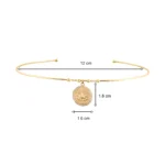Minimal Lotus Figürlü Taş Çerçeveli Tel Choker 5 14 Ayar Sarı Altın Minimal Lotus Figürlü Taş Çerçeveli Tel Choker