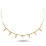 14 Ayar Dorika Top Zincirli 7'li Taşlı Mini Zambak Sarı Altın Choker