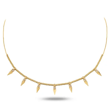 14 Ayar Dorika Top Zincirli 7'li Taşlı Mini Zambak Sarı Altın Choker