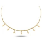 14 Ayar Sarı Altın Dorika Top Zincirli Tektaşlı 7'li Kutup Yıldızı Choker Kolye