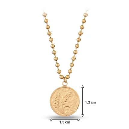 14 Ayar Sıra Top Zincirli Dövme Dokulu Başak Sarı Altın Choker kolye
