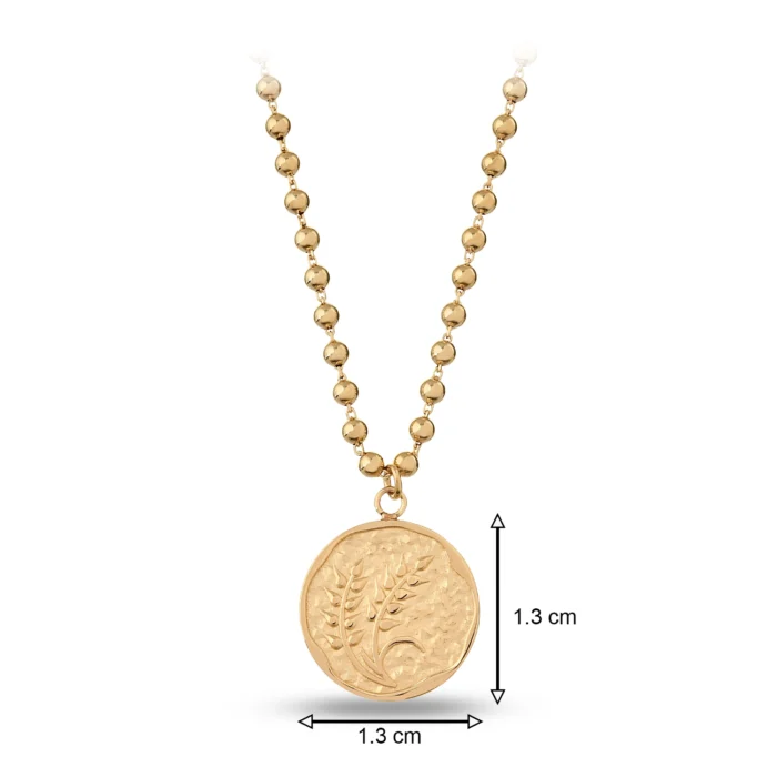 14 Ayar Sıra Top Zincirli Dövme Dokulu Başak Sarı Altın Choker kolye