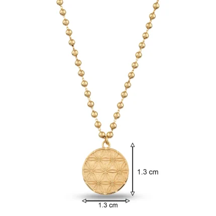 14 Ayar Sarı Altın Dorika Sıra Top Zincirli Yaşam Çiçeği Choker