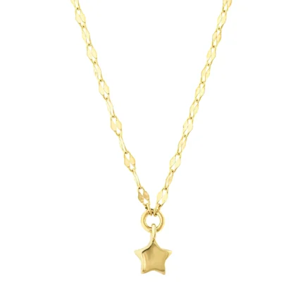 14 Ayar Sarı Altın Yıldızlı Ezme Forse Zincir Choker